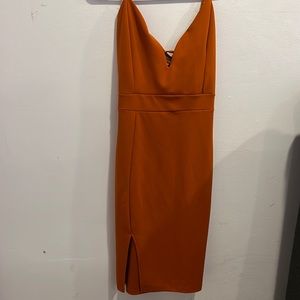 Winsdor Burnt Orange Fitted Mini Dress